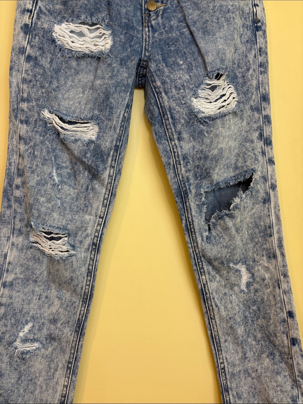 Refuge | Acid Wash Distressed High Rise Mom Jeans 90s Grunge Streetwear Y2K 0 - Picture 5 of 13